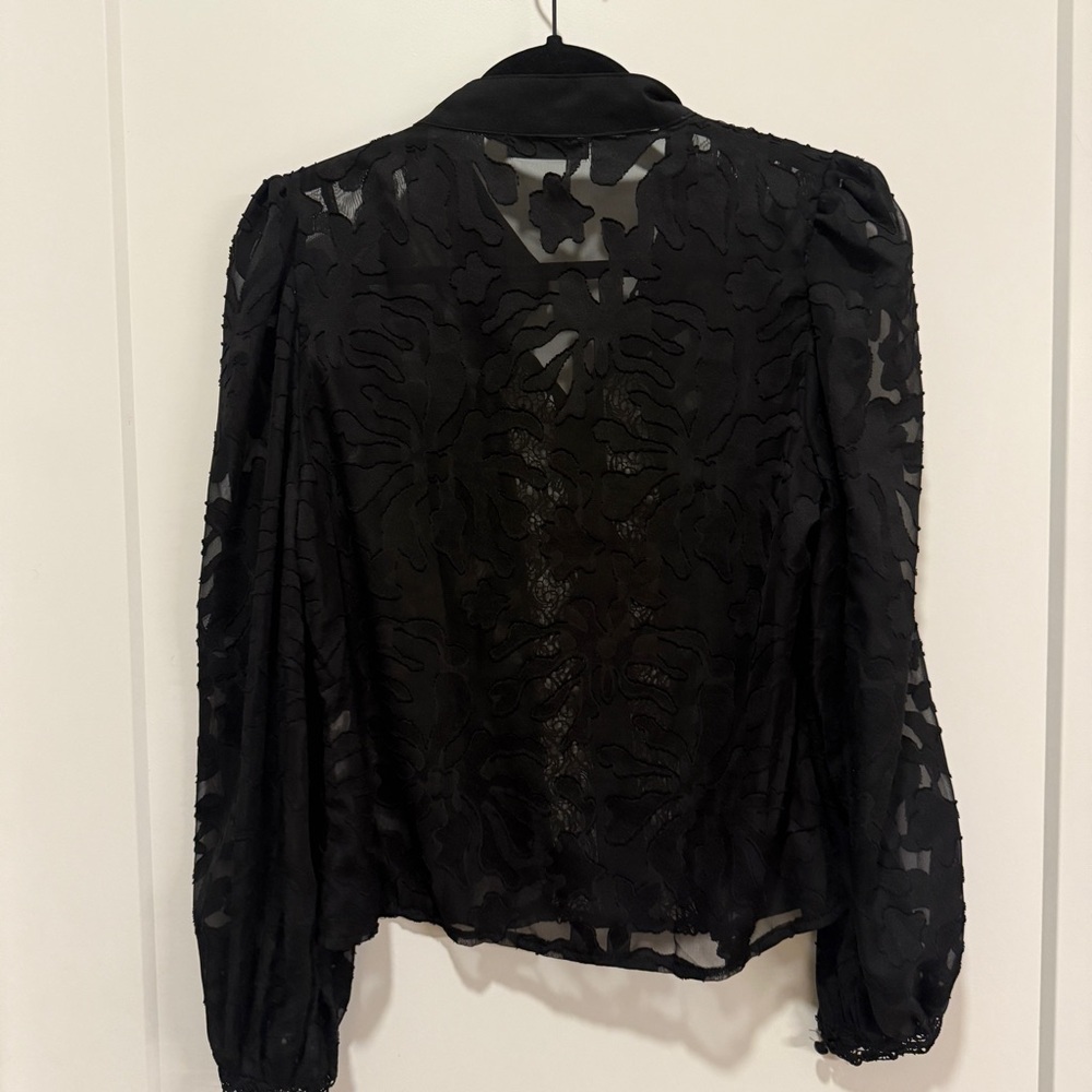 SHEIN Gothic Sheer Burnout Lace Trim Blouse M (8/10) - Picture 4 of 4